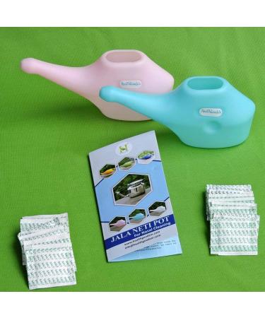 HealthGoodsIn - Set of 2 Traveler s Plastic Neti Pot for Nasal Cleansing with 5 Sachets Salt + 2 Brushes | Compact and Travel-Friendly Design | Natural Treatment for Sinus Infection and Congestion - Buy Online on GoSupps.com