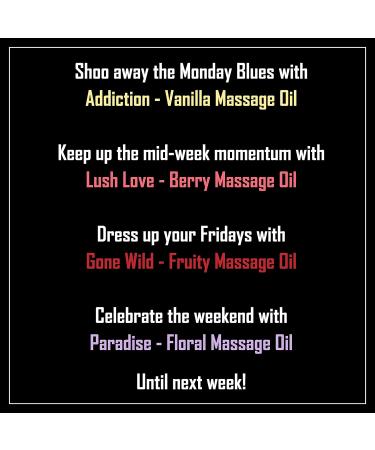 Dude's Love - Aromatic Edible Full Body Sensual Massage Oil Pack of 4 - Combo Gift Set | Trial Pack Massage Oil with Essential Oils - 120 ML Trial Pack (Vanilla Fruity Berry Floral) 30 ml (Pack of 4) - Buy Online on GoSupps.com