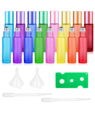 Keaistar 16 pieces of glass bottles for essential oils 10ml roll on glass bottles for essential oil essential oils roller bottles set with funnel opener labels for aromatherapy fragrance at home
