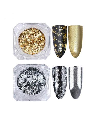 Ruluti Silver Flakes Nail Aluminum Sequins Bling Mirror Nail Glitter Powder Paillettes Nail Art Decoration