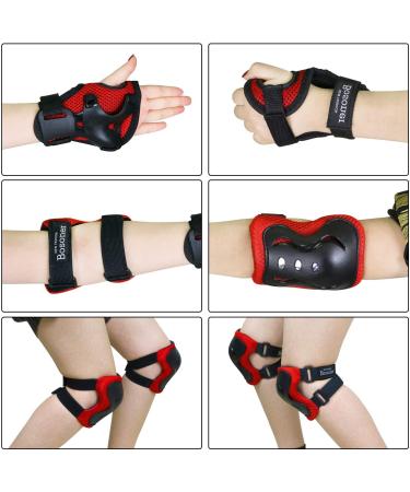 BOSONER Kids/Youth Knee Pad Elbow Pads Guards Protective Gear Set for Roller Skates Cycling BMX Bike Skateboard Inline Skatings Scooter Riding Sports Black / Red Small (3-8 years) - Buy Online on GoSupps.com