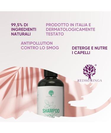 EcoBio Anti Pollution Moringa Shampoo | Clean Hair for up to 72H | 99.5% Natural | For Normal and Damaged Hair | With Moringa Argan Oil Pomegranate | Italian Product RedMoringa - 250ml - Buy Online on GoSupps.com