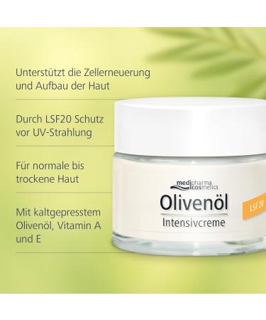  Medipharma Cosmetics Medipharma Cosmetics Olive oil Intense cream Lsf 20 1 piece 50 ml - Buy Online on GoSupps.com