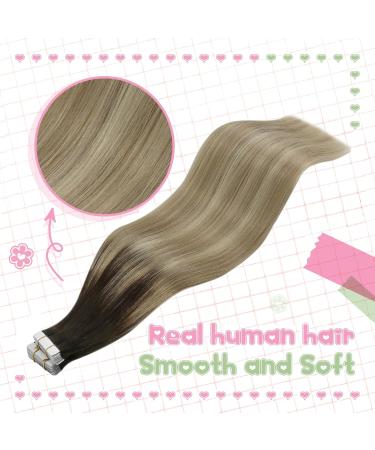 Youngsee Balayage Tape In Extensions - Real Brown Remy Hair 50cm 20pcs #4/14/60 - Invisible Skin Weft for Effortless Volume - Buy Online on GoSupps.com