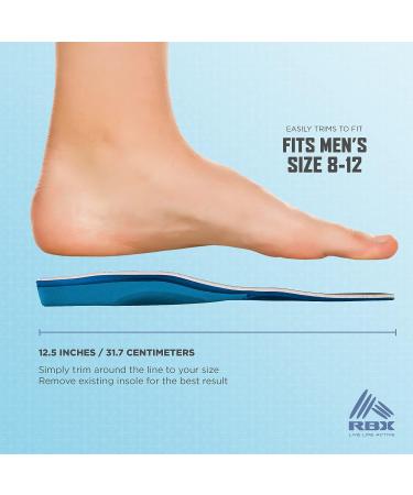 RBX Men's Full Length Plantar Gel Orthotic Insoles (Size 8-12 Blue) - Soothing Comfort - Buy Online on GoSupps.com