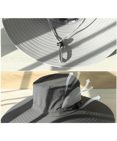 Leotruny Men's Wide Brim Sun Hat UPF50+ Waterproof Bucket Hat for Fishing Hiking Camping - Light Grey - Buy Online on GoSupps.com