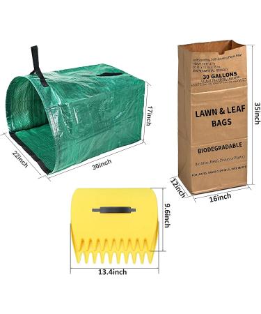 10 Count 30 Gallon Lawn and Leaf Bags with Leaf Scoops + 53 GAL Large Yard Dustpan Garden Bag | 2-Ply Heavy Duty Kraft Paper Bags - Tear Resistant Yard Waste Bag for Grass Clippings, Wet Dry Leaves - Buy Online on GoSupps.com