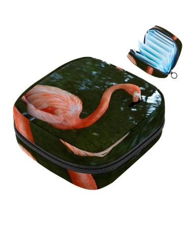 Flamingo on River women's bandages storage bag menstrual bag portable menstrual cup pocket with zipper for teenagers girls women women