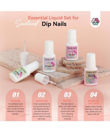 Saviland Dip Powder Nail Kit - French Nail Starter Set with 4 Colors Keratin Dipping Powder, Tips, Glue, Base & Top Coat - No UV Lamp Needed - Buy Online on GoSupps.com
