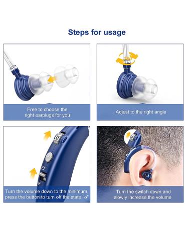 Rechargeable Hearing Aids for Seniors with Noise Cancelling - Blue | Nano Digital Amplifier for Invisible Hearing Loss - Buy Online on GoSupps.com