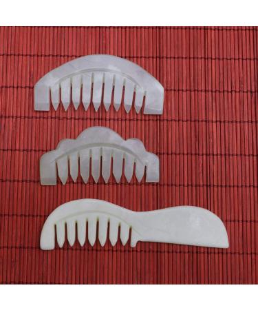 Heallily Jade Stone Hair Comb Set for Women - Scalp Massage and Acupuncture Therapy (3 Pcs) - Buy Online on GoSupps.com