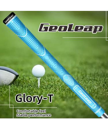 Geoleap Glory-T Rubber Golf Grips Set of 13 - Soft Feel, Anti-Slip, Thumb Pattern - Standard/Midsize, 6 Color Options - Comfortable Hybrid Club Grips (Light Blue) - Buy Online on GoSupps.com