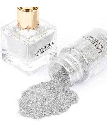 Latibell Body Glitter Spray - Silver Shimmer for Hair & Body | Rave Makeup & Nail Art Glitter - Includes 1 Jar Refill - Buy Online on GoSupps.com