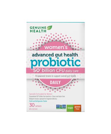 Genuine Health Probiotic for Women 30 count 50 Billion CFU Natural daily digestive immune stress support and vaginal pH balance 15 diverse and balanced strains per capsule Dairy soy & gluten-free Non-GMO Vegan 30 count (Pack of 1)