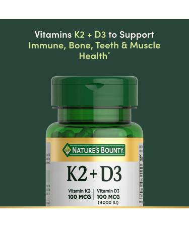Nature's Bounty Vitamin D3 K2 Supplement 4000 IU Vitamin D3 Plus 100 mcg of Vitamin K Supplements for Adults for Heart & Bone Health Support 30 Day Supply 30 Vegetarian Capsules (Pack of 3) - Buy Online on GoSupps.com