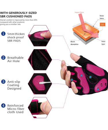 Buy Bikingmoreok Half-Finger Bicycle Gloves for Men & Women - Breathable Cycling Gloves with 5mm SBR Gel Shock Absorption - Unisex MTB Mountain Bike Gloves in Pink - Buy Online on GoSupps.com