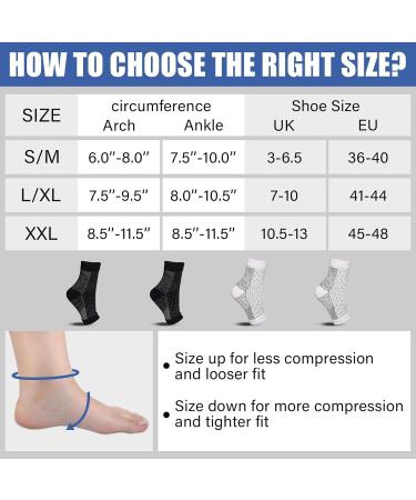 Plantar Fasciitis Support Socks - 4 Pairs for Pain Relief | Ankle Brace Compression Foot Sleeve for Men and Women | Achilles Tendonitis, Neuropathy, Arthritis Recovery | S/M Black White - Buy Online on GoSupps.com