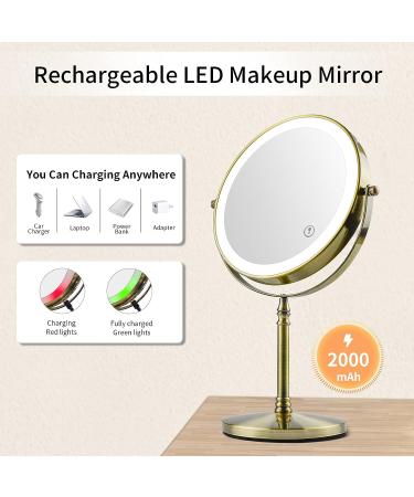 Nicesail Rechargeable Makeup Mirror with 7X Magnification | 3 Color Lighting | Adjustable Brightness | 360 Rotation | Double Sided | Antique Bronze - 8 Inch - Buy Online on GoSupps.com