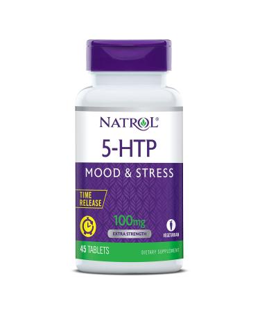 Natrol 5-HTP Time Release Tablets, Promotes a Calm Relaxed Mood, Helps Maintain a Positive Outlook, Drug-Free, Controlled Release, Maximum Strength, 100mg, 45 Count