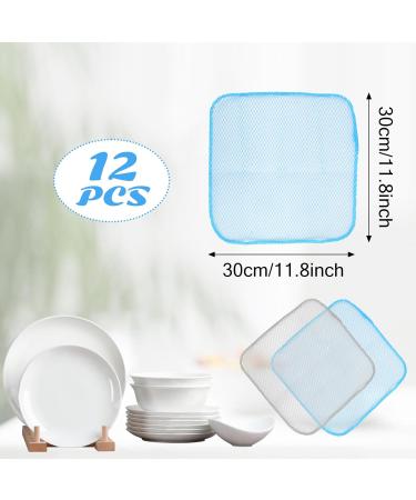 volumoon Polyester Dish Cloths for Kitchen 12 Pcs Dish Washing Net Cloths Scrubbers Wash Cloths Non-Stick Scrubbers Wash Cloths Odor Free/Quick Dry for Kitchen Dishwashing Washing Up (Grey+Blue) - Buy Online on GoSupps.com