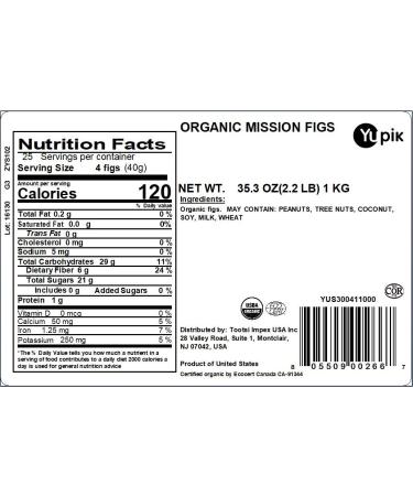 Yupik Organic Dried USA Mission Figs 2.2 lb - Premium Organic Dried Fruit - Buy Online on GoSupps.com
