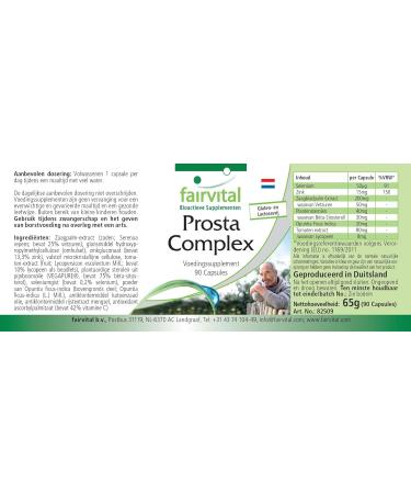 Fairvital Prosta Complex - High Dose Vegan Supplement with Selenium Zinc Saw Palmetto & Lycopene - 90 Capsules for Optimal Prostate Health - Buy Online on GoSupps.com