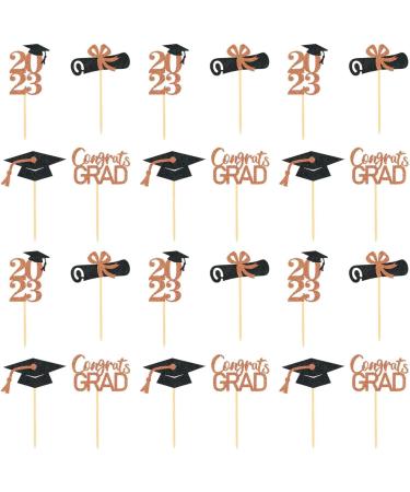 Halatua Graduation Cupcake Toppers | Graduation Cupcake Toppers 2023 Grad Caps Food Appetizer Picks Cake Graduation Party Decorations Diploma Cupcake Picks for Cake Rose Gold - Buy Online on GoSupps.com