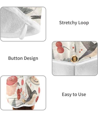 Macaroon Cupcakes Berries Hair Towels - Super Absorbent Quick Dry Turbans for Women & Girls - 2 Pack - Buy Online on GoSupps.com