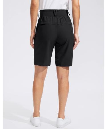 SANTINY Women's 9'' High Waisted Golf Hiking Shorts - Quick Dry Bermuda with Zipper Pockets - Black XL - Buy Online on GoSupps.com