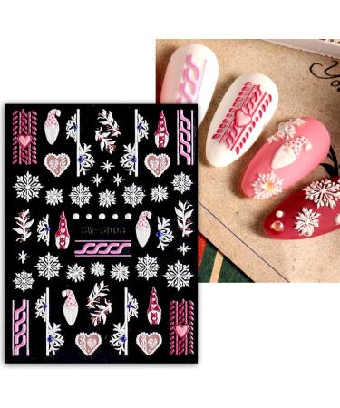 3D Christmas Nail Stickers 6 Sheets 5D Self-Adhesive Embossed Nail Decal Elk Snowflakes Nail Art Decoration Design Supplie - Buy Online on GoSupps.com