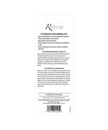 REFINE Italy Eyebrow Scissors and Spoolie Grooming Kit - Wooden Handle, Professional Quality - Buy Online on GoSupps.com