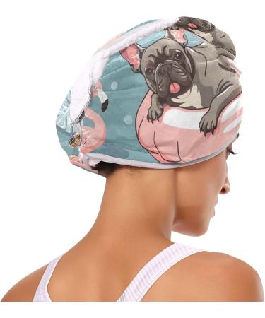 Dog Swimming Ring Flamingo Hair Towel 2 Pack | Super Absorbent Quick Dry Turbans for Women & Girls - Buy Online on GoSupps.com