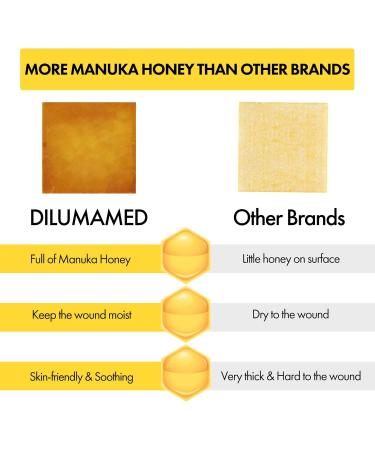 DILUMAMED Manuka Honey Calcium Alginate Dressing 2x2 (Pack of 6) for Wound Care - Ideal for Cuts, Skin Tears, Burns, Pressure Sores, Diabetic Ulcer - Buy Online on GoSupps.com