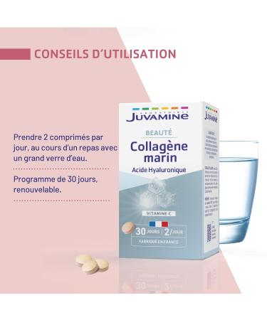 JUVAMINE - Marine Collagen and Hyaluronic Acid - Vitamin C - Beauty - Skin & Joints - 30 Day Program - 60 Tablets - Made in France - Buy Online on GoSupps.com