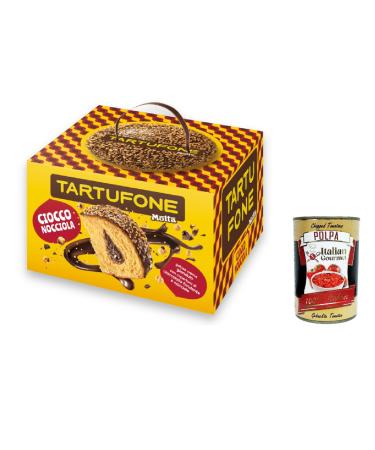 Italian Gourmet E.R. Motta Tartufone Ciocco Nocciola with hazelnut cream decorated with dark chocolate and chopped hazelnuts 650 g + Italian gourmet polpa 400 g