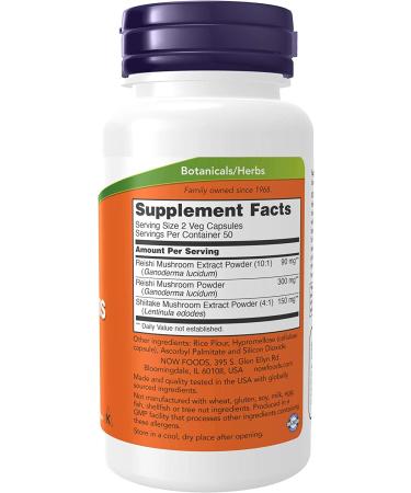 Now Foods Rei-Shi Mushrooms 270 mg - 100 Veg Capsules for Immune Support - Buy Online on GoSupps.com
