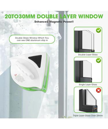 Magnetic Window Cleaner Double Side Window Cleaning Tool Magnetic Glass Cleaner for 20-30MM Double Layer Windows Anti Drop Scratch Free for High House Office Glass Windows - Buy Online on GoSupps.com