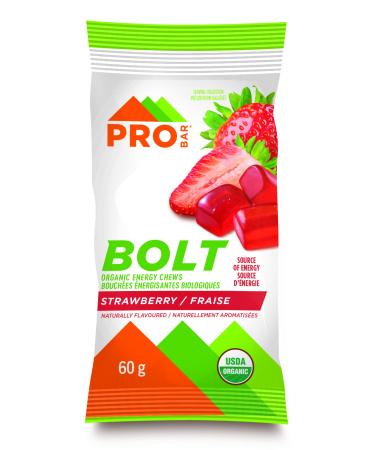 PROBAR - Bolt Organic Energy Chews Strawberry Non-GMO Gluten-Free USDA Certified Organic Healthy Natural Energy Fast Fuel Gummies (12 Count)