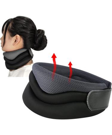 Xinchi neck support neck pain neck ruff with Velcro fastener neck bandage support breathable -active collar ergonomics adjustable neck collar for women men black