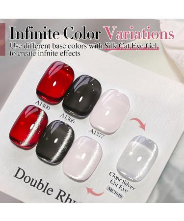 Double Rhythm 0.5 OZ Cat Eye Gel Polish - Holographic Glitter Magnetic Nail Polish (15ML) | DIY Salon at Home - Silver - Buy Online on GoSupps.com