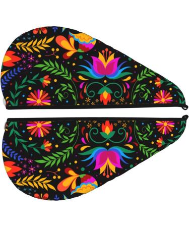 Buy Mexican Flower Microfiber Hair Towel - Soft Super Absorbent Coral Velvet Wrap for Long Curly & Thick Hair | Fast International Shipping - Buy Online on GoSupps.com