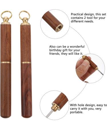 Stainless Steel Earwax Removal Tool with Ring - Portable Ear Cleaner Spoon (Wood Color) - Buy Online on GoSupps.com