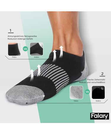 Falary 8 Pairs Invisible Sports Socks for Men & Women | No Show Running Socks - Cotton Short Sneaker Socks (Sizes 39-46) - Black - Buy Online on GoSupps.com