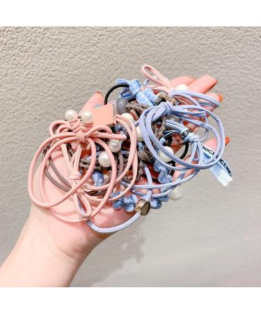 Waibbu Pearl Hair Gum Elastic Tie Set - 24 Colored Metal-Free Hair Ties for Ladies ponytail Holders & Hair Rings - Buy Online on GoSupps.com