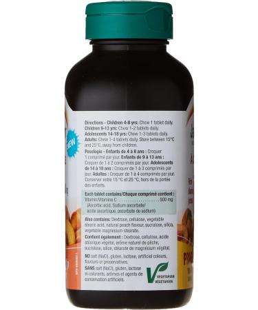 Jamieson Vitamin D 400IU Kids Chewable 100 Tablets and Vitamin C 500mg Chewable (White Juicy Peach Flavour) 120 Count - Buy Online on GoSupps.com