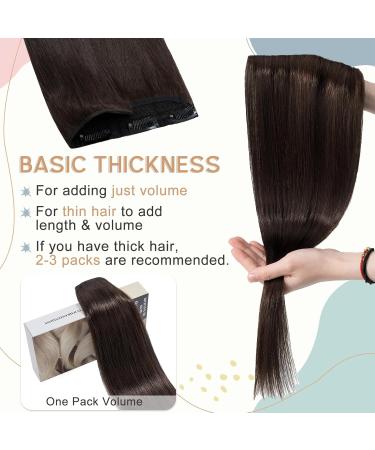 Elailite Clip In Extensions - Real Human Hair 3/4 Full Head 5 Clips 45cm Dark Brown #02 - Smooth & Natural Look - Buy Online on GoSupps.com