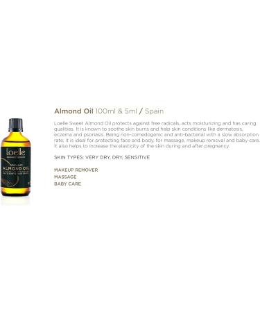 Loelle - Pure Cold Pressed Sweet Almond Oil - Natural Anti-Stretch Mark Remedy to Use in Pregnancy - Moisturising Body Oil - Nourishing Face and Hair Oils (100ml) - Buy Online on GoSupps.com