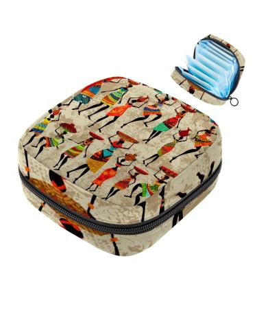 Retro Beautiful African women's women's napkins-storage bag portable period pocket for women teenagers girls menstrual cup breastfeeding deposit holder