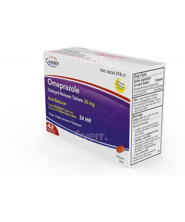 Camber Consumer Care Omeprazole 20mg Tablets (42 Count) for Heartburn & Acid Reflux Relief - Buy Online on GoSupps.com