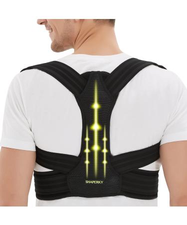 SHAPERKY Posture Corrector for Men and Women, Adjustable Upper Back Brace, Muscle Memory Support Straightener, Providing Pain Relief from Neck, Shoulder, and Upper and Lower Back, L/XL Large/X-Large
